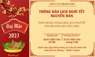 THÔNG BÁO LỊCH NGHỈ TẾT NGUYÊN ĐÁN QUÝ MÃO 2023
