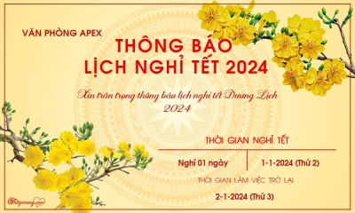 THÔNG BÁO LỊCH NGHỈ TẾT DƯƠNG LỊCH 2024