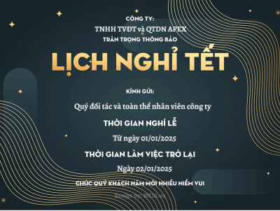THÔNG BÁO NGHỈ TẾT DƯƠNG LỊCH 2025